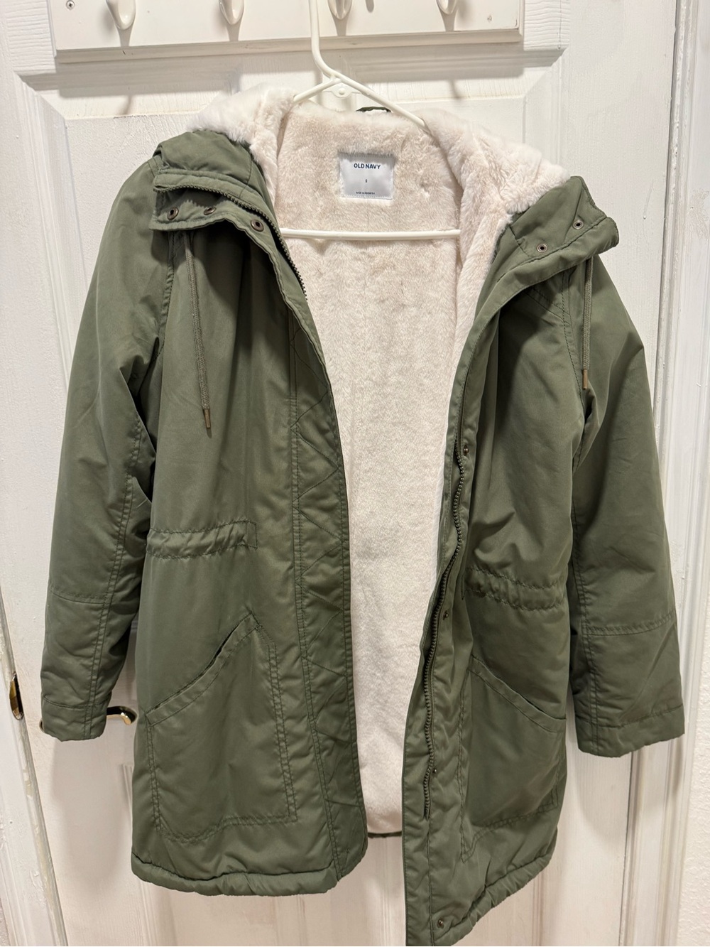 Old Navy Elemental Park Olive Through Hooded Lined Puffer Coat